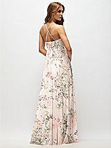 Rear View Thumbnail - Blush Garden Empire Waist Floral Chiffon Halter Maxi Dress with Convertible Spaghetti Straps