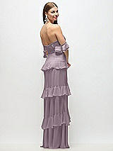 Side View Thumbnail - Lilac Dusk Off-the-Shoulder Cowl Chiffon Tiered Ruffle Maxi Dress with Convertible Ruffle Straps