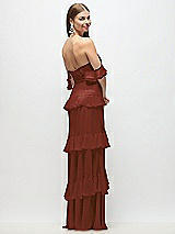 Side View Thumbnail - Auburn Moon Off-the-Shoulder Cowl Chiffon Tiered Ruffle Maxi Dress with Convertible Ruffle Straps
