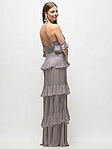 Side View Thumbnail - Cashmere Gray Off-the-Shoulder Cowl Chiffon Tiered Ruffle Maxi Dress with Convertible Ruffle Straps