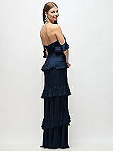 Side View Thumbnail - Midnight Navy Off-the-Shoulder Cowl Chiffon Tiered Ruffle Maxi Dress with Convertible Ruffle Straps