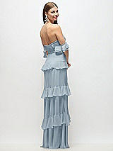 Side View Thumbnail - Mist Off-the-Shoulder Cowl Chiffon Tiered Ruffle Maxi Dress with Convertible Ruffle Straps