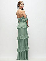 Side View Thumbnail - Seagrass Off-the-Shoulder Cowl Chiffon Tiered Ruffle Maxi Dress with Convertible Ruffle Straps