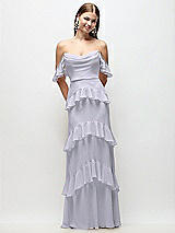 Rear View Thumbnail - Silver Dove Off-the-Shoulder Cowl Chiffon Tiered Ruffle Maxi Dress with Convertible Ruffle Straps
