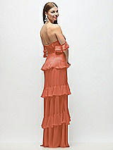 Side View Thumbnail - Terracotta Copper Off-the-Shoulder Cowl Chiffon Tiered Ruffle Maxi Dress with Convertible Ruffle Straps