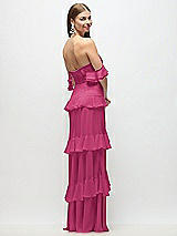 Side View Thumbnail - Tea Rose Off-the-Shoulder Cowl Chiffon Tiered Ruffle Maxi Dress with Convertible Ruffle Straps