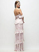 Rear View Thumbnail - Watercolor Print Off-the-Shoulder Cowl Floral Chiffon Tiered Ruffle Maxi Dress with Convertible Ruffle Straps