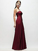 Side View Thumbnail - Burgundy Strapless Chiffon Maxi Dress with Asymmetrical Ruched Drop Waist