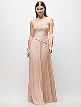 Front View Thumbnail - Cameo Strapless Chiffon Maxi Dress with Asymmetrical Ruched Drop Waist