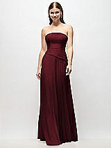 Front View Thumbnail - Cabernet Strapless Chiffon Maxi Dress with Asymmetrical Ruched Drop Waist