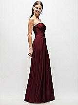 Side View Thumbnail - Cabernet Strapless Chiffon Maxi Dress with Asymmetrical Ruched Drop Waist