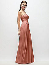 Side View Thumbnail - Desert Rose Strapless Chiffon Maxi Dress with Asymmetrical Ruched Drop Waist