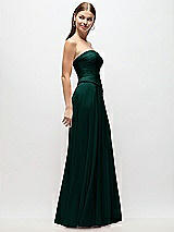 Side View Thumbnail - Evergreen Strapless Chiffon Maxi Dress with Asymmetrical Ruched Drop Waist
