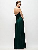 Rear View Thumbnail - Evergreen Strapless Chiffon Maxi Dress with Asymmetrical Ruched Drop Waist
