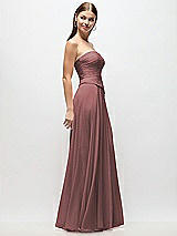 Side View Thumbnail - Rosewood Strapless Chiffon Maxi Dress with Asymmetrical Ruched Drop Waist