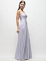 Side View Thumbnail - Silver Dove Strapless Chiffon Maxi Dress with Asymmetrical Ruched Drop Waist