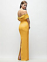 Rear View Thumbnail - NYC Yellow Off-the-Shoulder Crepe Column Maxi Dress with Bow-Pinch Detail