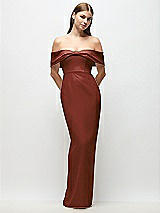 Front View Thumbnail - Auburn Moon Off-the-Shoulder Crepe Column Maxi Dress with Bow-Pinch Detail