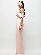 Side View Thumbnail - Blush Off-the-Shoulder Crepe Column Maxi Dress with Bow-Pinch Detail