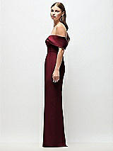Side View Thumbnail - Cabernet Off-the-Shoulder Crepe Column Maxi Dress with Bow-Pinch Detail