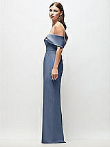 Side View Thumbnail - Larkspur Blue Off-the-Shoulder Crepe Column Maxi Dress with Bow-Pinch Detail
