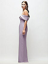 Side View Thumbnail - Lilac Haze Off-the-Shoulder Crepe Column Maxi Dress with Bow-Pinch Detail