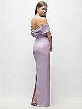 Rear View Thumbnail - Lilac Haze Off-the-Shoulder Crepe Column Maxi Dress with Bow-Pinch Detail