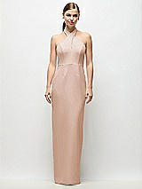Front View Thumbnail - Cameo Criss-Cross Halter Open-Back Crepe Column Maxi Dress