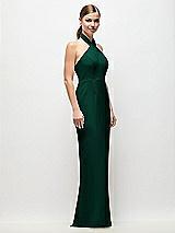 Side View Thumbnail - Hunter Green Criss-Cross Halter Open-Back Crepe Column Maxi Dress