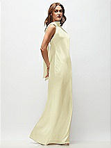 Side View Thumbnail - Butter Yellow Draped Scarf Halter Open-Back Stretch Satin Bias Maxi Dress with Adjustable Straps