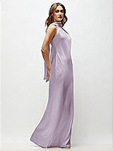 Side View Thumbnail - Lilac Haze Draped Scarf Halter Open-Back Stretch Satin Bias Maxi Dress with Adjustable Straps