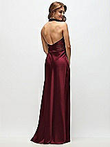 Rear View Thumbnail - Cabernet High Cowl Neck Open-Back Stretch Satin Bias Maxi Dress