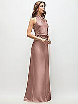 Side View Thumbnail - Neu Nude High Cowl Neck Open-Back Stretch Satin Bias Maxi Dress