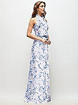 Side View Thumbnail - Magnolia Sky High Cowl Neck Open-Back Floral Stretch Satin Bias Maxi Dress