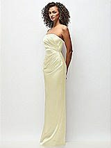 Side View Thumbnail - Butter Yellow Strapless Draped Bodice Stretch Satin Column Maxi Dress