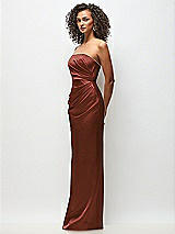 Side View Thumbnail - Auburn Moon Strapless Draped Bodice Stretch Satin Column Maxi Dress