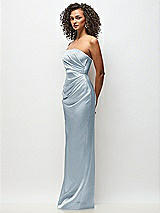 Side View Thumbnail - Mist Strapless Draped Bodice Stretch Satin Column Maxi Dress