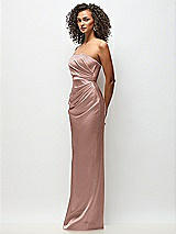 Side View Thumbnail - Neu Nude Strapless Draped Bodice Stretch Satin Column Maxi Dress