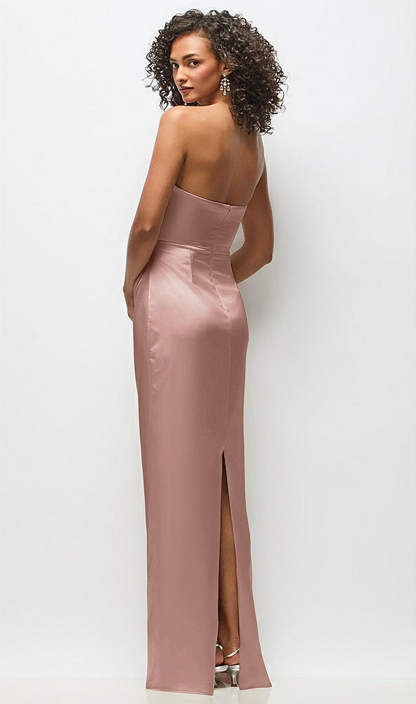 Back View - Neu Nude Strapless Draped Bodice Stretch Satin Column Maxi Dress
