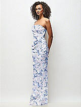 Side View Thumbnail - Magnolia Sky Strapless Draped Bodice Floral Stretch Satin Column Maxi Dress