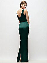 Rear View Thumbnail - Evergreen Sleeveless Draped Wrap Bodice Stretch Satin Column Maxi Dress