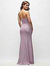 Rear View Thumbnail - Suede Rose Strapless Fit and Flare Crepe Maxi Dress