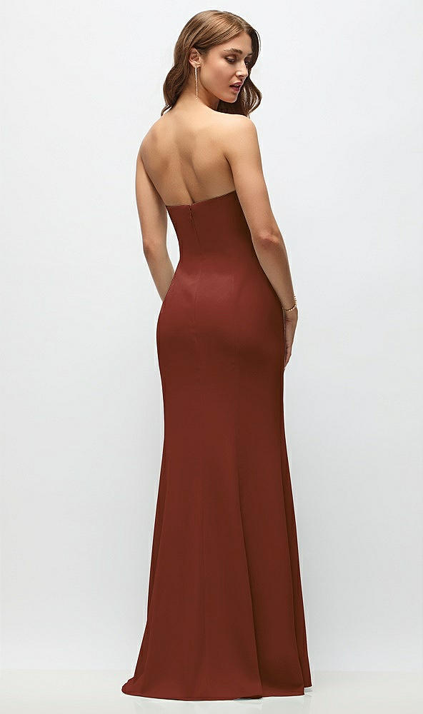 Back View - Auburn Moon Strapless Fit and Flare Crepe Maxi Dress