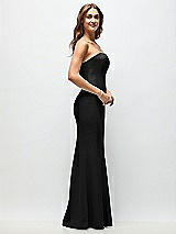 Side View Thumbnail - Black Strapless Fit and Flare Crepe Maxi Dress
