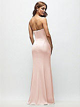 Rear View Thumbnail - Blush Strapless Fit and Flare Crepe Maxi Dress