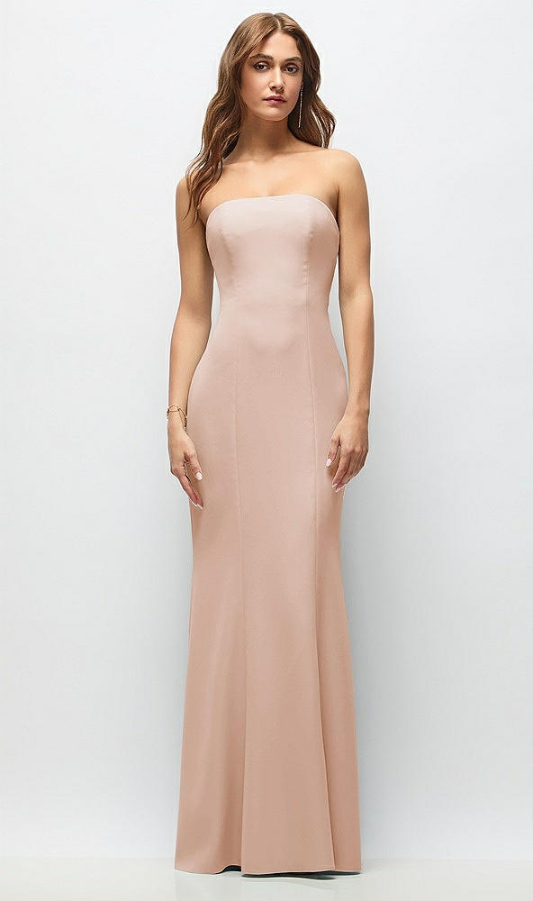 Front View - Cameo Strapless Fit and Flare Crepe Maxi Dress