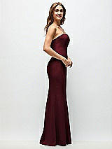 Side View Thumbnail - Cabernet Strapless Fit and Flare Crepe Maxi Dress