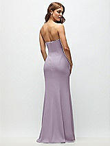 Rear View Thumbnail - Lilac Haze Strapless Fit and Flare Crepe Maxi Dress