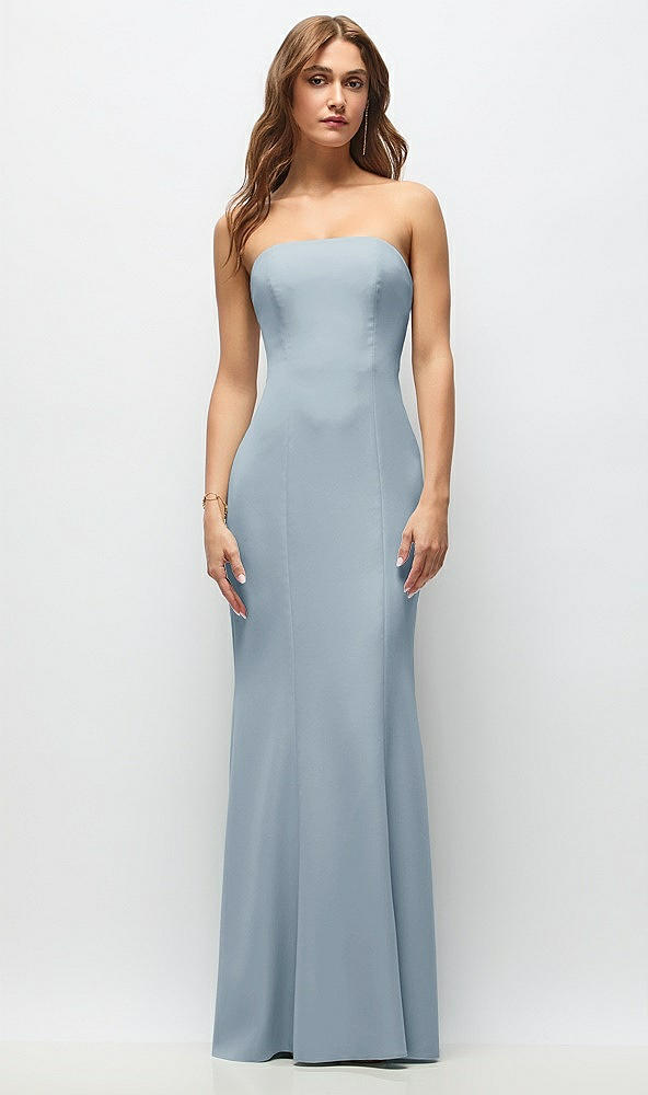 Front View - Mist Strapless Fit and Flare Crepe Maxi Dress