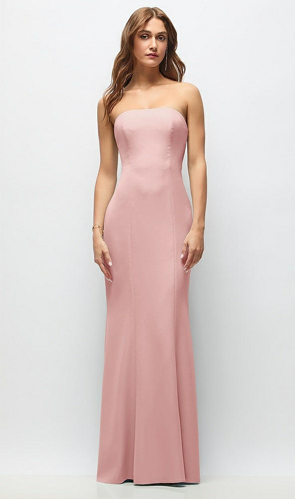 Front View - Rose Strapless Fit and Flare Crepe Maxi Dress